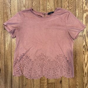 Women's Suede Mauve Eyelet Top